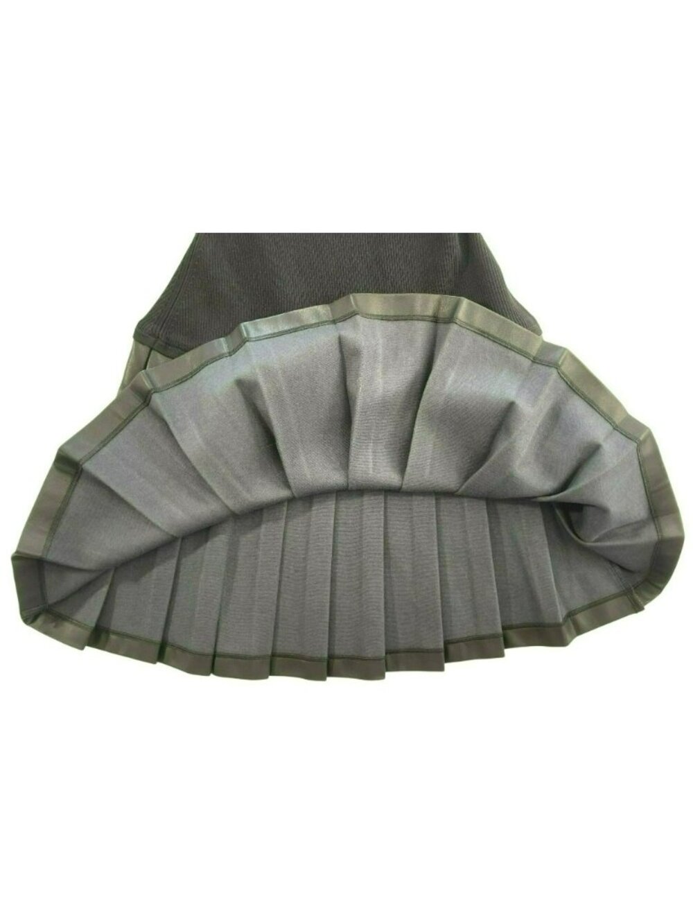 Milly Leather Pleated Skirt Knit Dress Black Sleeveless Ribbed Mock Neck Size P - Picture 5 of 13